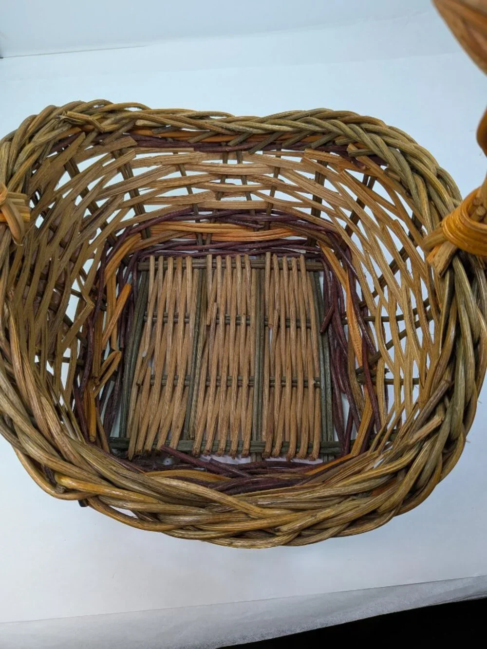 Vintage Fall Harvest Woven Basket Pumpkins Cornucopia Decor Overhead Handle